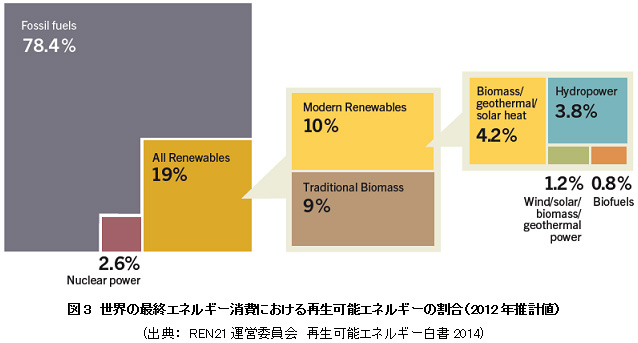 図3　世界の最終エネルギー消費における再生可能エネルギーの割合（2012年推計値）